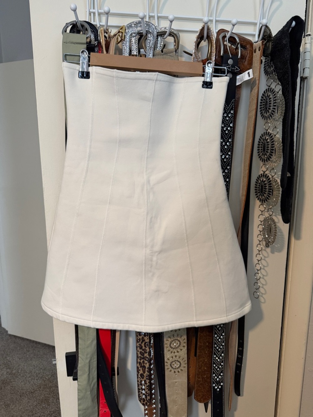 Zara White Structured A-Line Mini Skirt